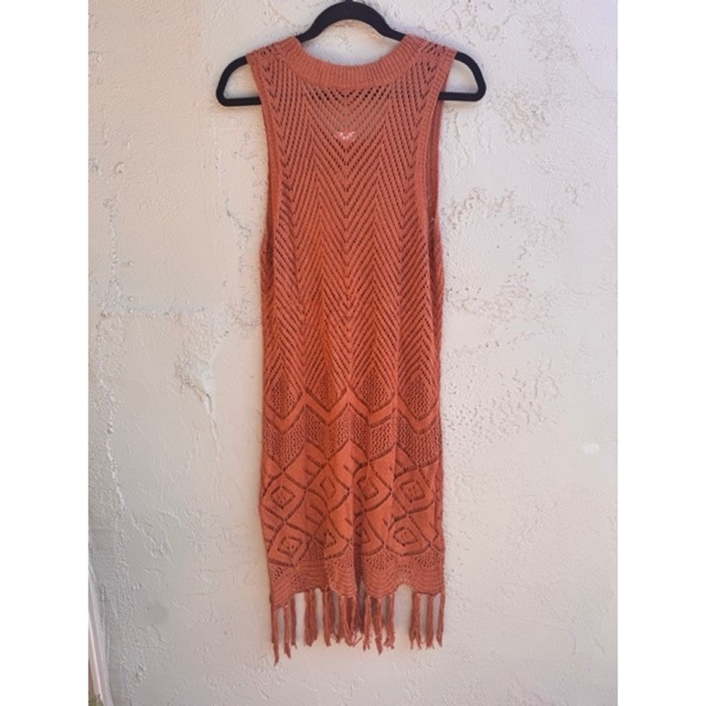 Cupshe NEW Rust Crochet Fringe Mini Dress Festival Mesh Boho Indie Hippie - Picture 8 of 12